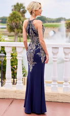 Primavera Couture 13167 - Beaded Applique Halter Formal Dress - Silhouette Dresses