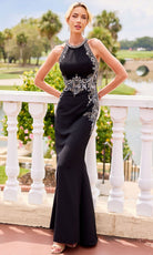 Primavera Couture 13167 - Beaded Applique Halter Formal Dress - Silhouette Dresses
