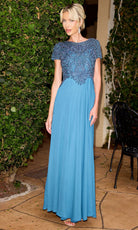 Primavera Couture 13169 - Beaded Illusion Short Sleeve Dress - Silhouette Dresses