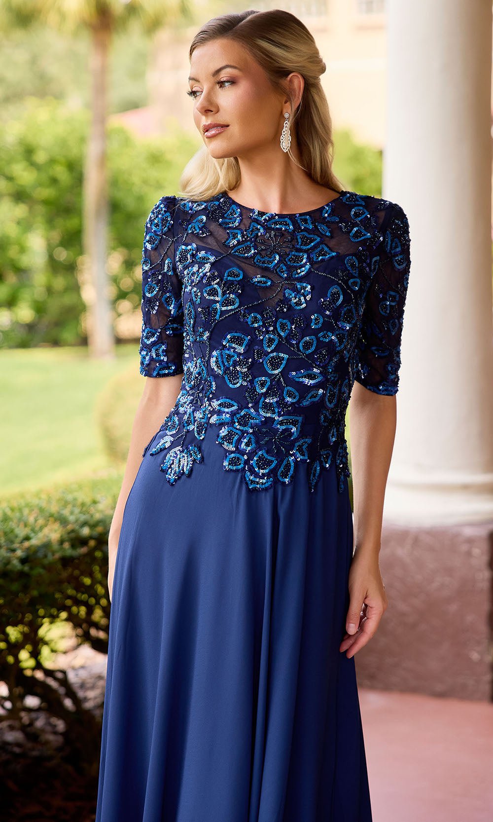 Primavera Couture 13171 - Embellished Jewel Neck A-Line Dress - Silhouette Dresses