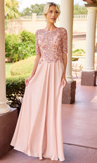 Primavera Couture 13171 - Embellished Jewel Neck A-Line Dress - Silhouette Dresses