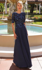 Primavera Couture 13171 - Embellished Jewel Neck A-Line Dress - Silhouette Dresses