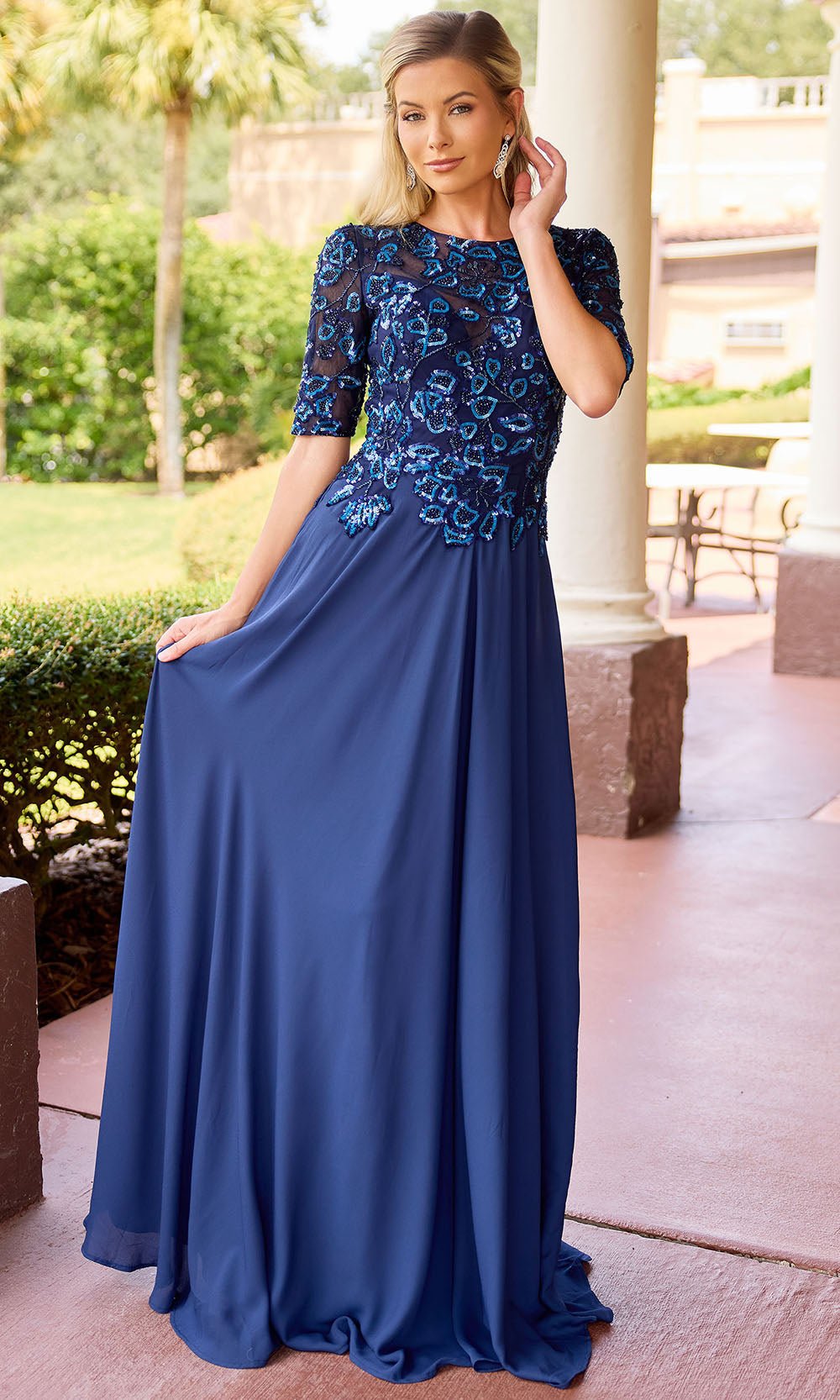 Primavera Couture 13171 - Embellished Jewel Neck A-Line Dress - Silhouette Dresses