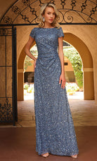 Primavera Couture 13177 - Short Sleeve Fully Embellished Dress - Silhouette Dresses