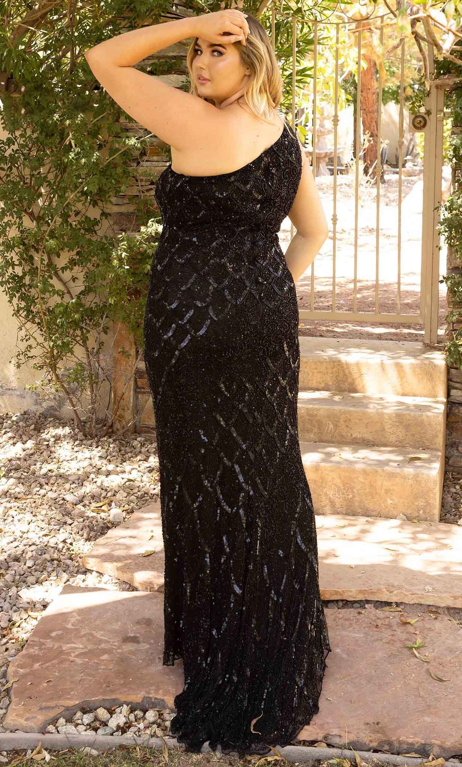 Primavera Couture 14002 - Scale-Like Sequined Evening Gown