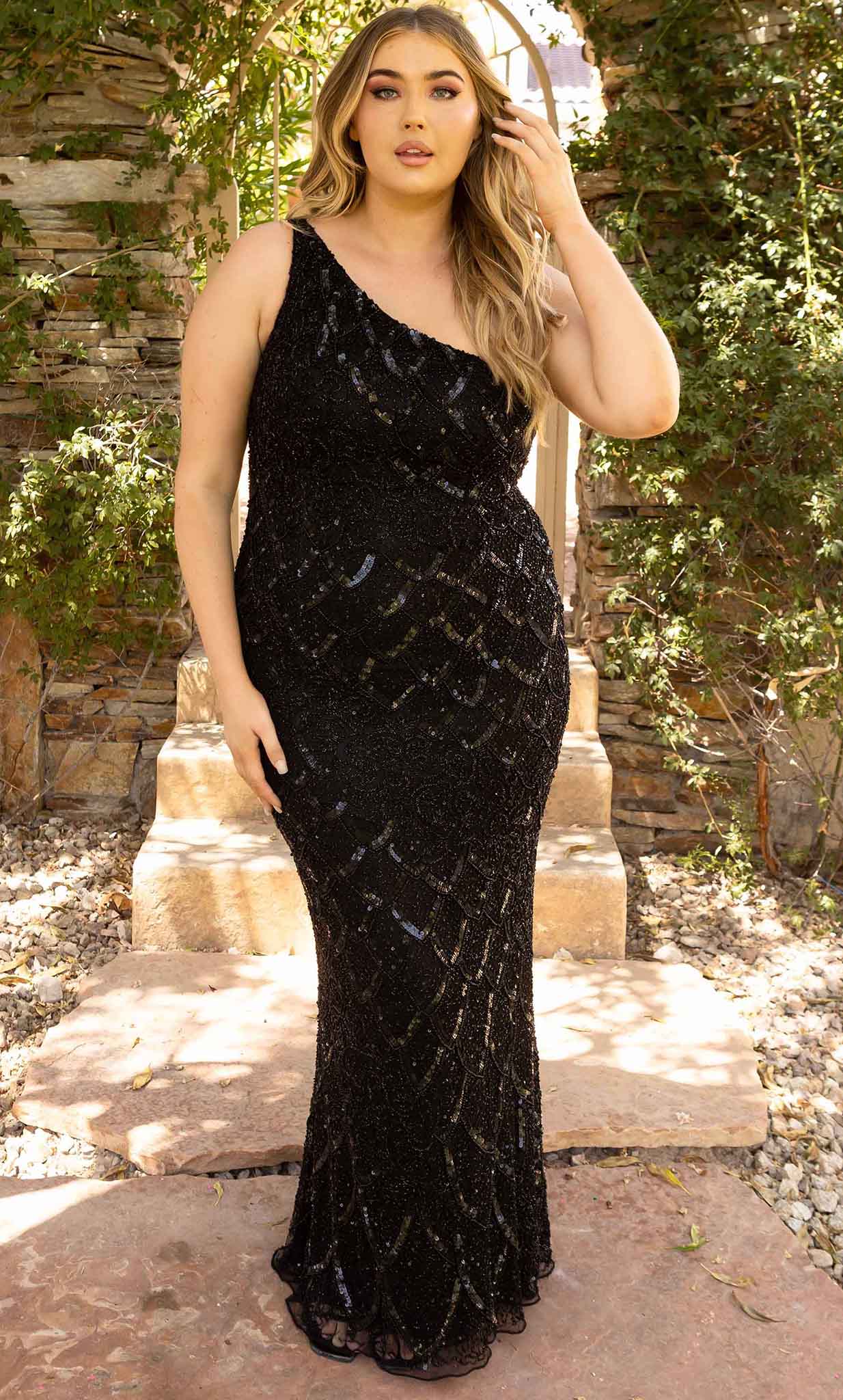 Primavera Couture 14002 - Scale-Like Sequined Evening Gown - designer evening gown at Silhouette Dresses
