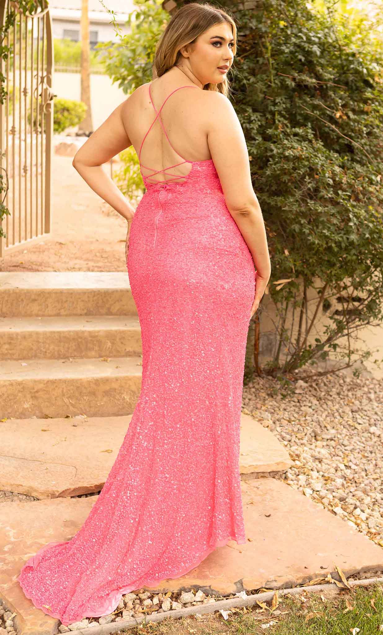 Primavera Couture 14007 - Thin Strapped Scoop Neck Dress - detail view