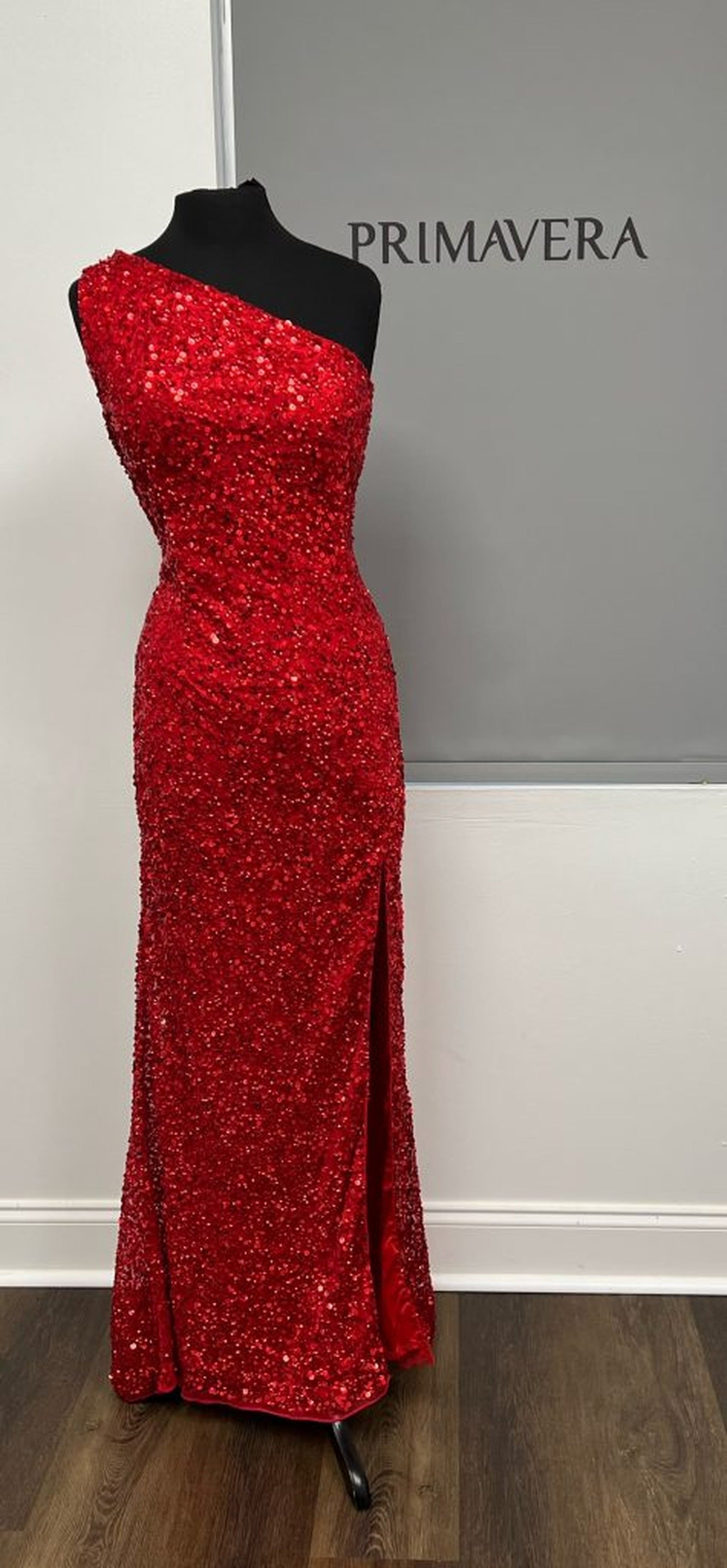 Primavera Couture 14010 - Multicolor Sequined Asymmetric Dress