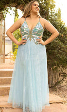 Primavera Couture 14011 - Butterfly Top Sequined Flowy Dress
