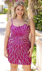 Primavera Couture 14021 - Sequin Embellished Scoop Neck Cocktail Dress