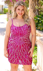 Primavera Couture 14021 - Sequin Embellished Scoop Neck Cocktail Dress - detail view