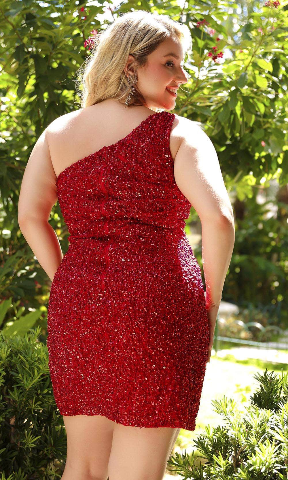 Primavera Couture 14022 - One Sleeve Sequin Embellished Cocktail Dress - view 7