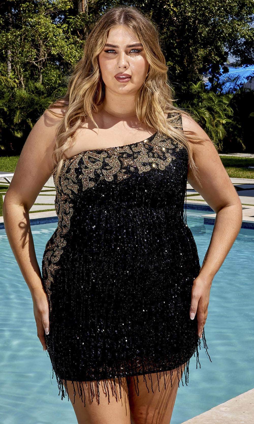 Primavera Couture 14026 - Asymmetrical One-Sleeve Cocktail Dress - designer cocktail dress at Silhouette Dresses