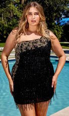 Primavera Couture 14026 - Asymmetrical One-Sleeve Cocktail Dress - designer cocktail dress at Silhouette Dresses