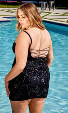 Primavera Couture 14028 - Sequin Scoop Neckline Cocktail Dress - back view