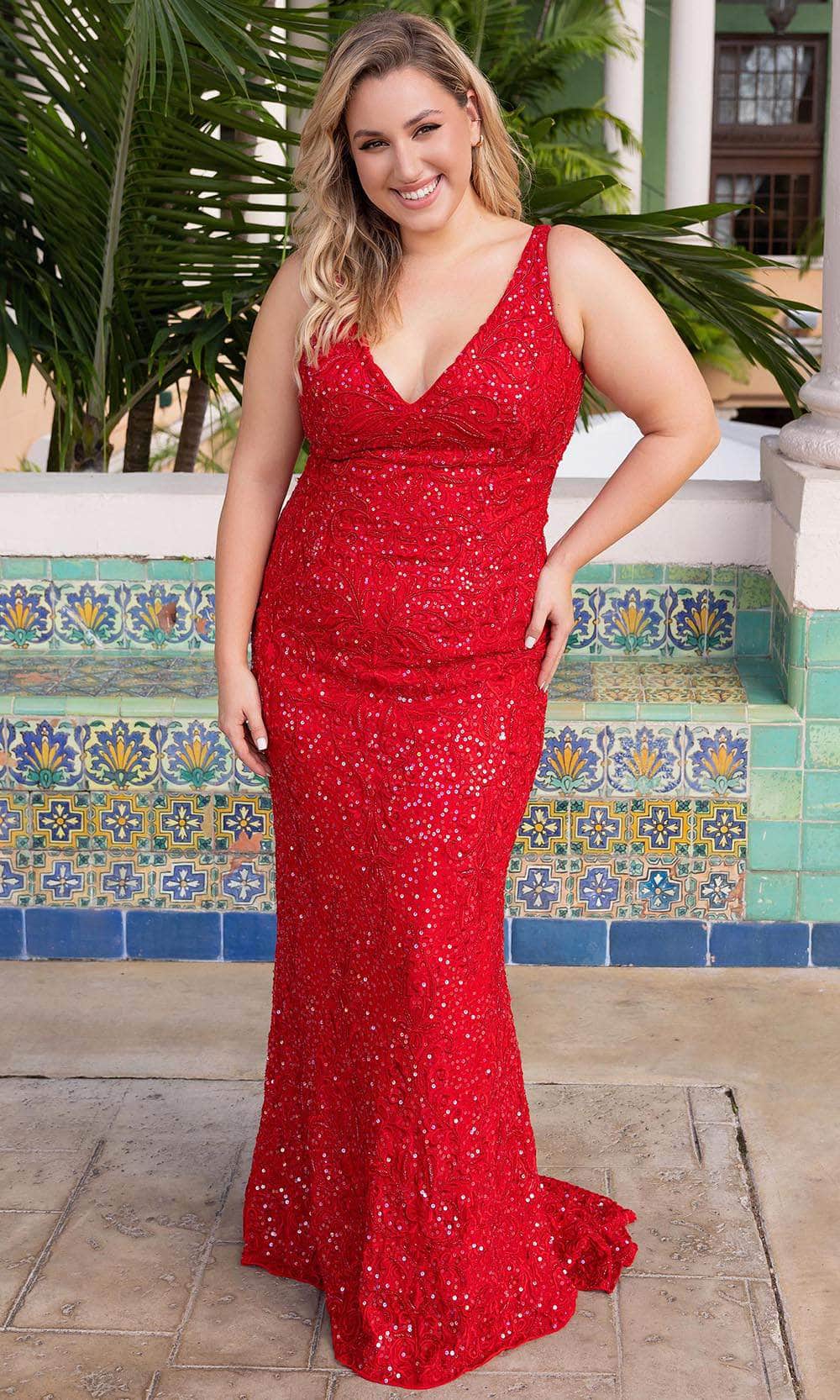 Primavera Couture 14048 - Embroidered Sleeveless V-Neck Prom Dress - back view