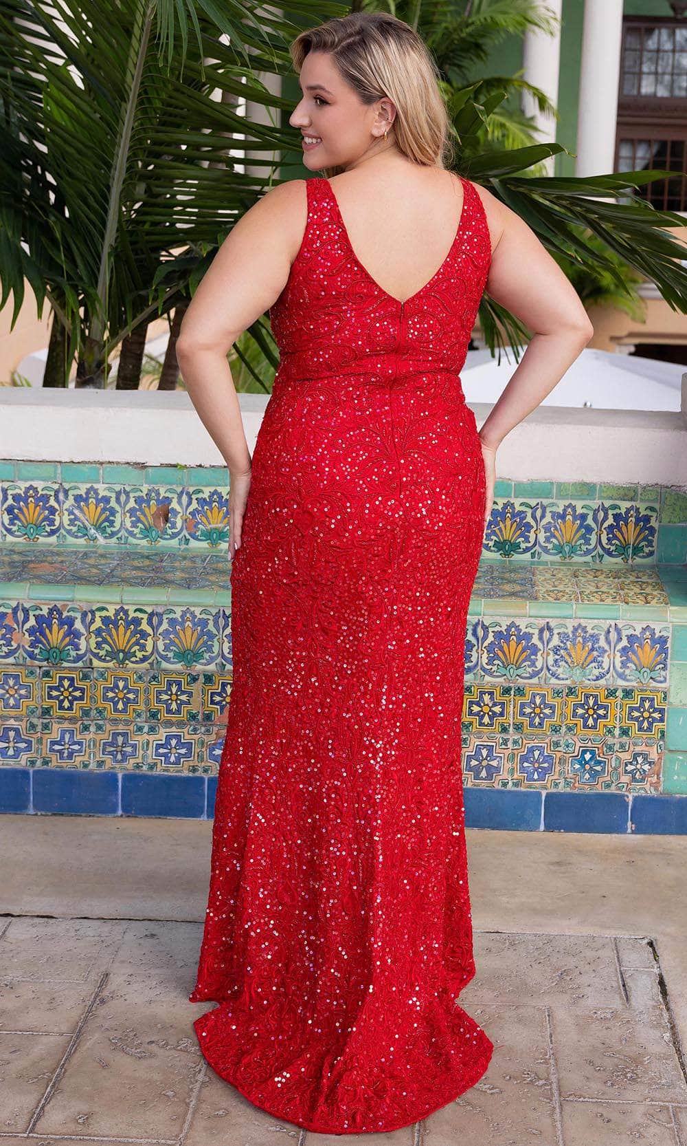 Primavera Couture 14048 - Embroidered Sleeveless V-Neck Prom Dress - detail view