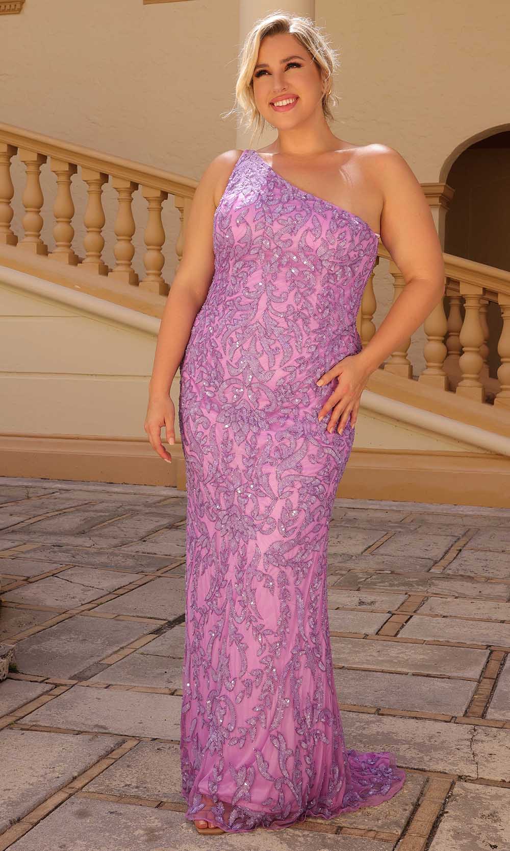 Primavera Couture 14049 - One-Sleeve Sequin Embellished Evening Dress - designer evening gown at Silhouette Dresses