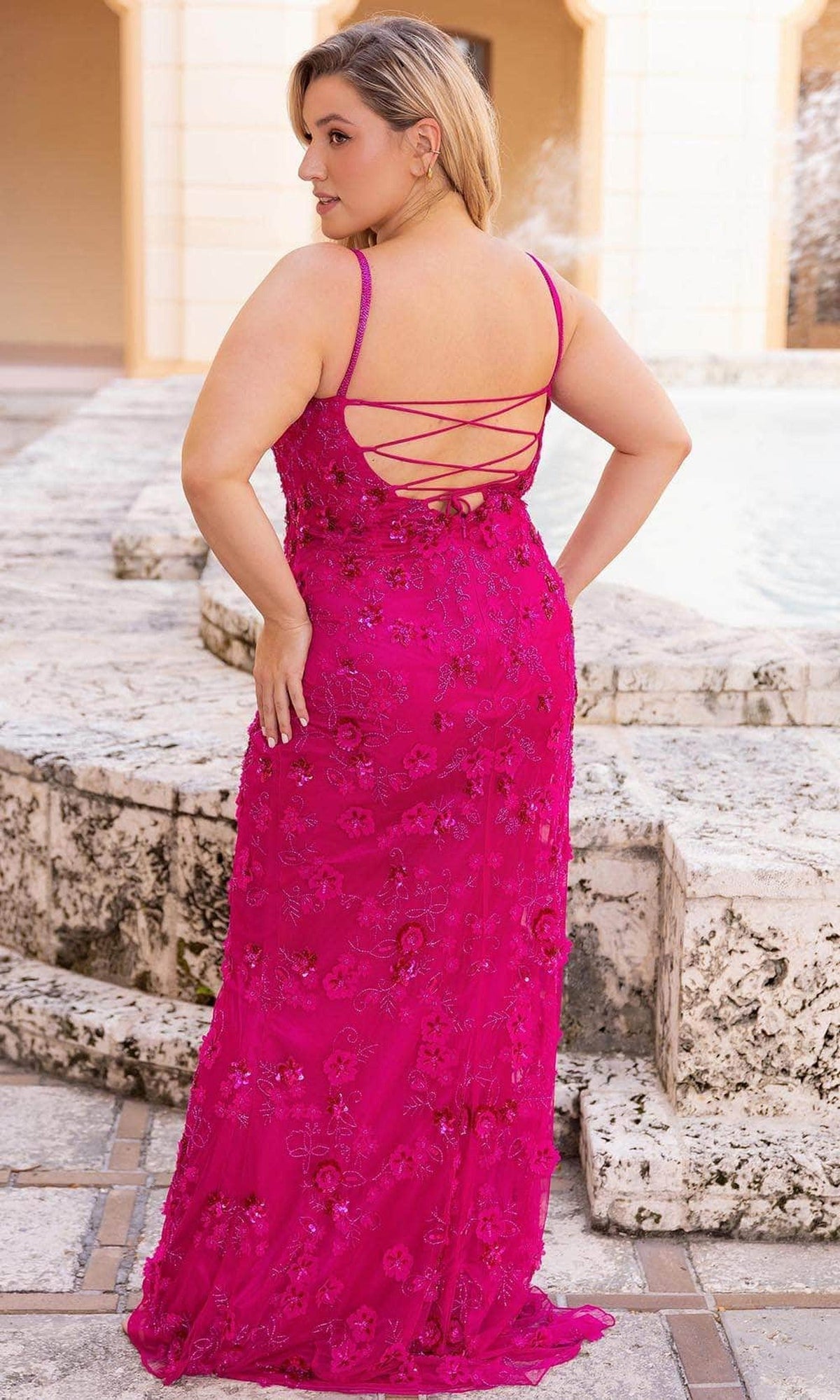 Primavera Couture 14050 - Sleeveless Lace-Up back Prom Dress