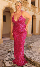 Primavera Couture 14051 - Sequined Deep V-Neck Prom Gown