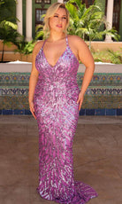 Primavera Couture 14051 - Sequined Deep V-Neck Prom Gown - view 11