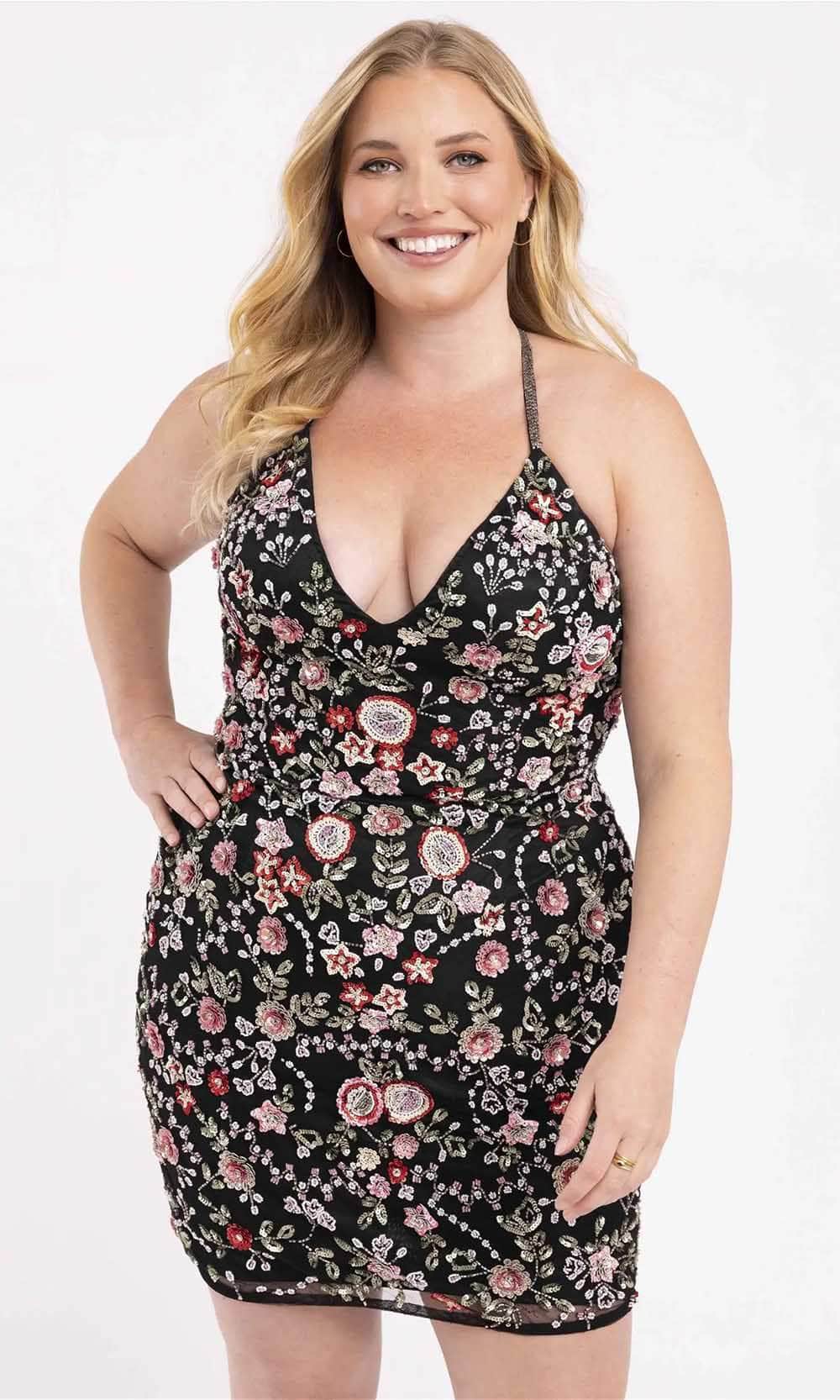 Primavera Couture 14060 - Floral Sequined Sleeveless Cocktail Dress - designer homecoming dress at Silhouette Dresses