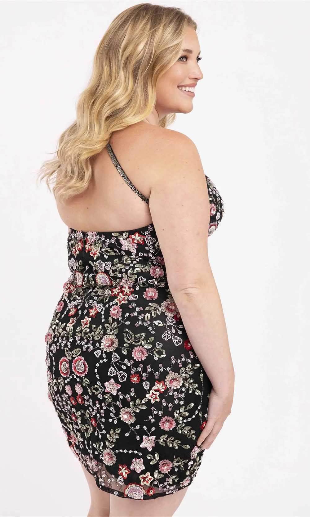 Primavera Couture 14060 - Floral Sequined Sleeveless Cocktail Dress - view 5