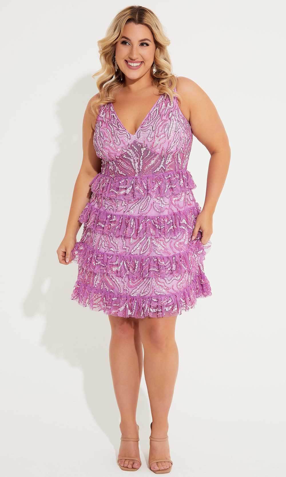 Primavera Couture 14063 - Sequin Tiered Skirt Cocktail Dress - view 4
