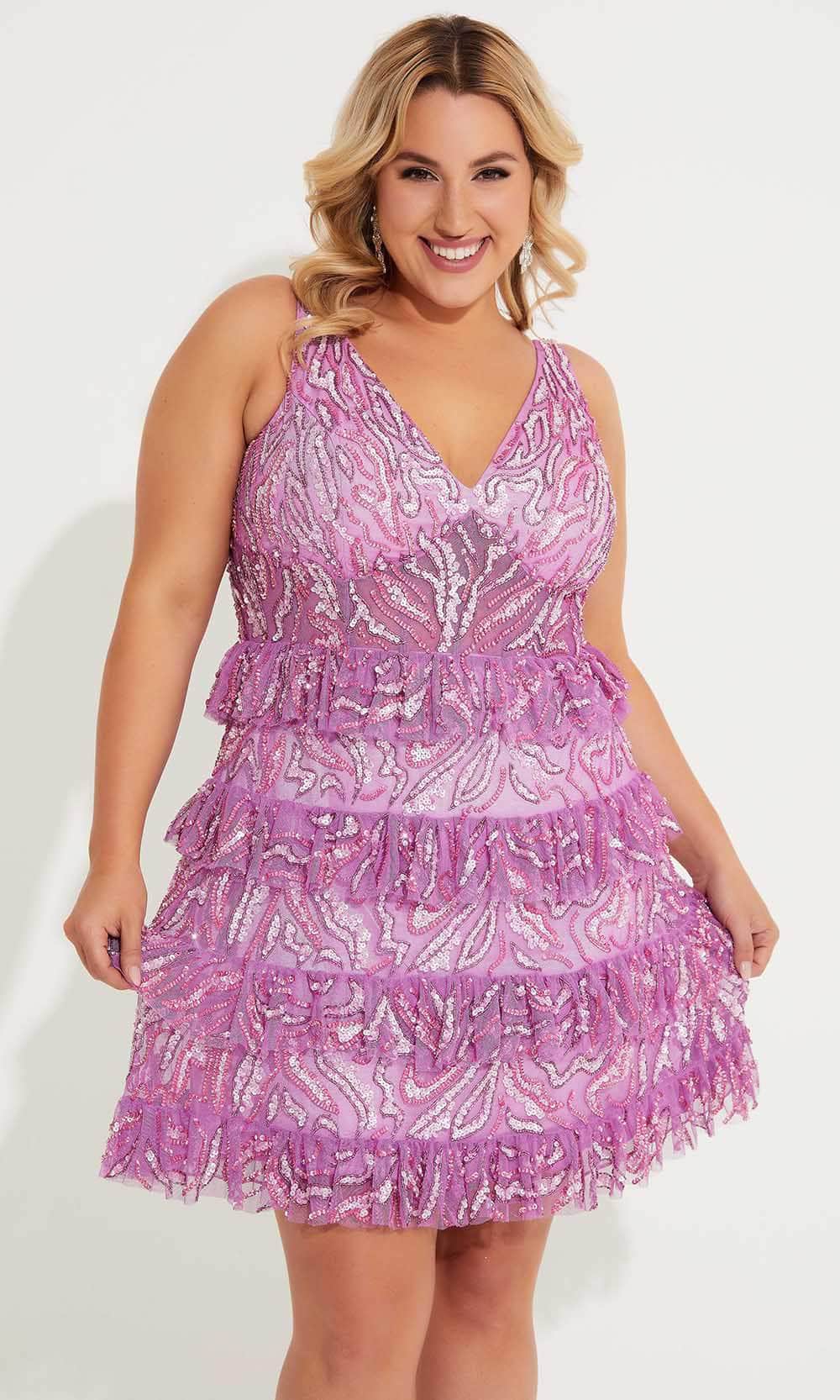Primavera Couture 14063 - Sequin Tiered Skirt Cocktail Dress - view 6