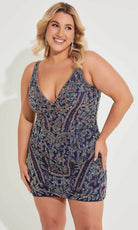 Primavera Couture 14065 - Beaded V-Neck Cocktail Dress - view 9