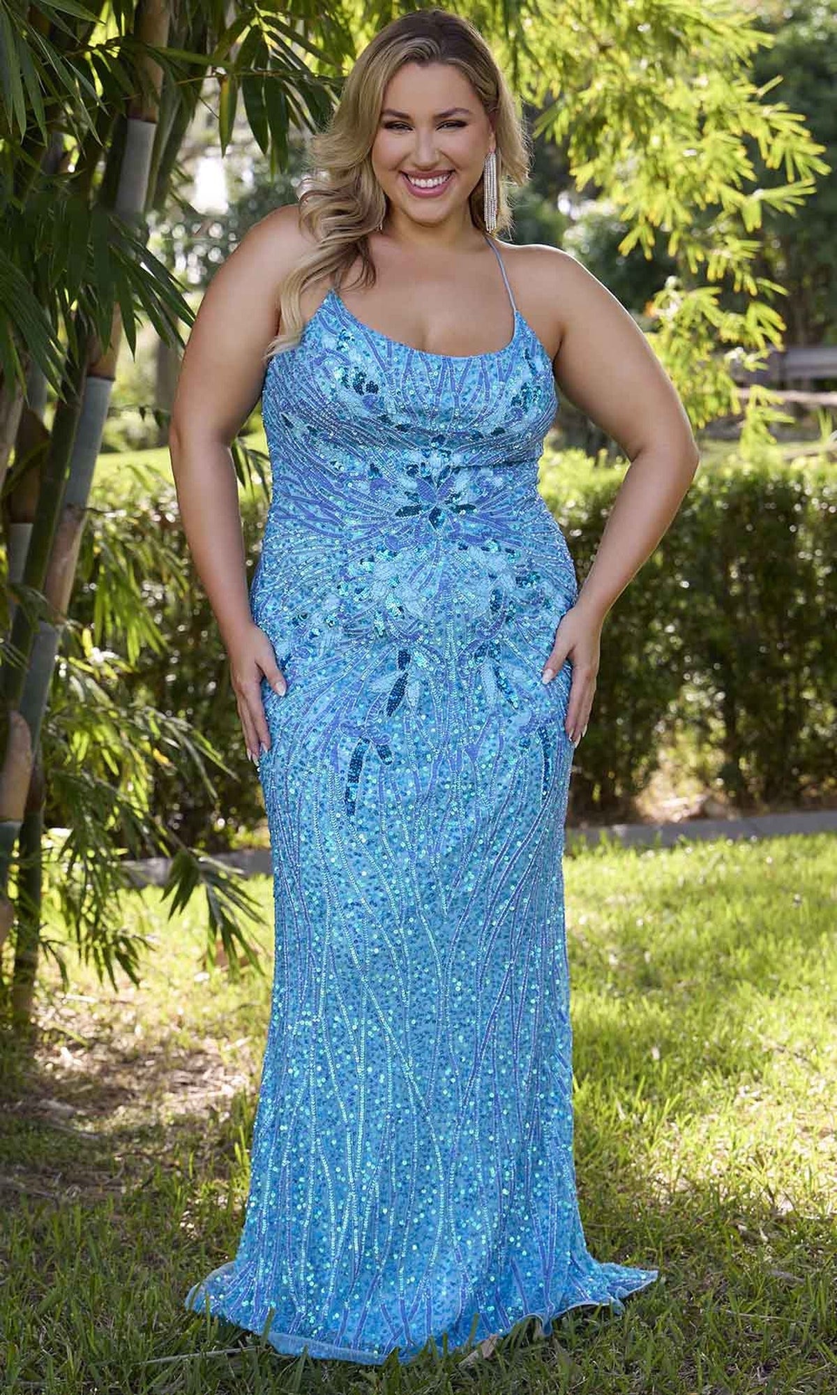 Primavera Couture 14072 - Scoop Neckline Sequin Prom Gown