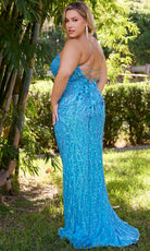 Primavera Couture 14072 - Scoop Neckline Sequin Prom Gown - detail view