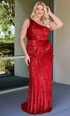 Primavera Couture 14075 - One Shoulder Beaded Sequin Evening Dress - back view