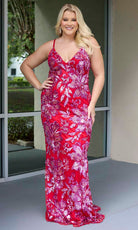 Primavera Couture 14076 - Sleeveless V-Neck Sequin Evening Gown - detail view