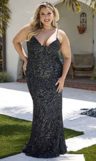 Primavera Couture 14078 - V-Neck Sequined Sleeveless Evening Gown