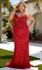 Primavera Couture 14078 - V-Neck Sequined Sleeveless Evening Gown - back view