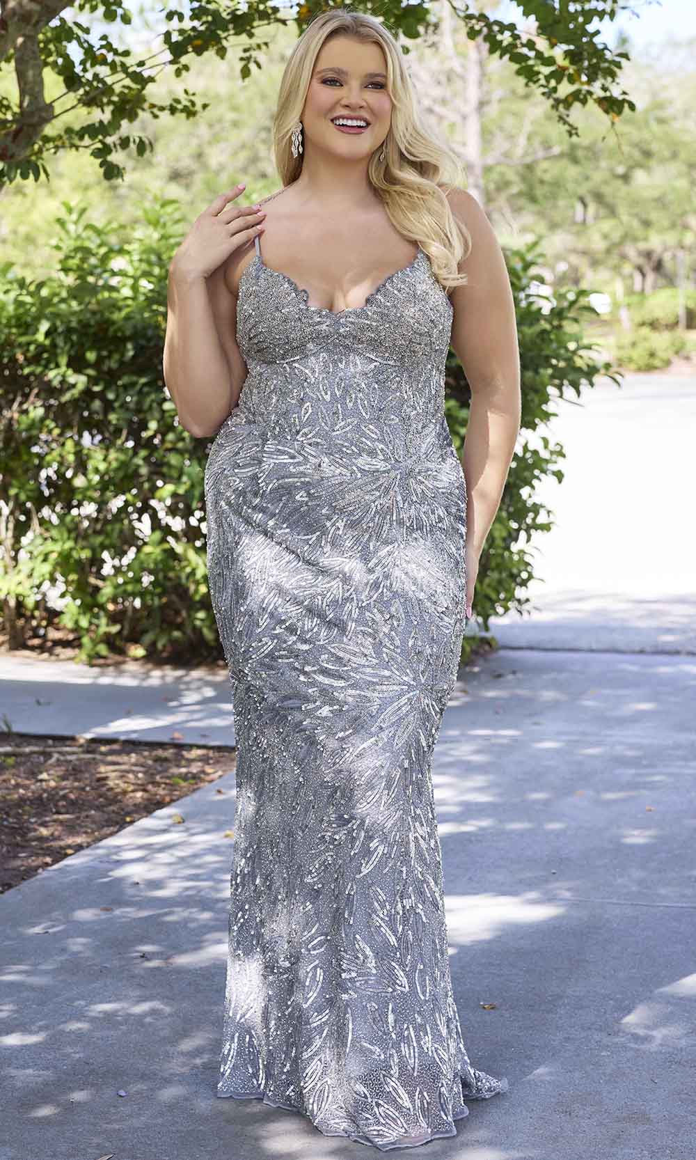 Primavera Couture 14078 - V-Neck Sequined Sleeveless Evening Gown - view 6