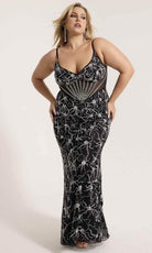 Primavera Couture 14079 - Sheer Sleeveless Sequined Evening Gown