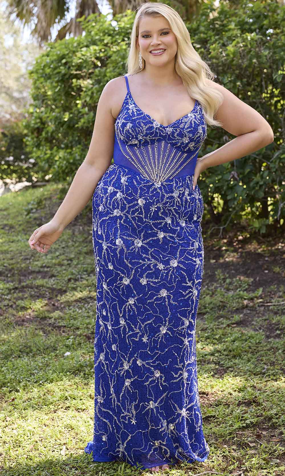 Primavera Couture 14079 - Sheer Sleeveless Sequined Evening Gown - view 6