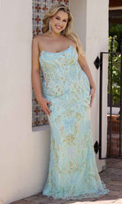 Primavera Couture 14081 - Strapless Scoop Neck Sequin Evening Gown