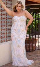 Primavera Couture 14081 - Strapless Scoop Neck Sequin Evening Gown - view 5