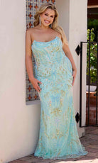Primavera Couture 14081 - Strapless Scoop Neck Sequin Evening Gown - detail view