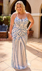 Primavera Couture 14101 - Spaghetti Strap Shimmering Applique Dress - Silhouette Dresses