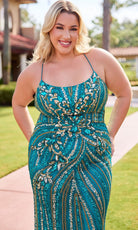 Primavera Couture 14101 - Spaghetti Strap Shimmering Applique Dress - Silhouette Dresses