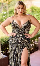 Primavera Couture 14103 - Lace-Up Back Embellished Fitted Dress