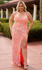 Primavera Couture 14108 - Shimmer Scoop Neck High Slit Dress - Silhouette Dresses