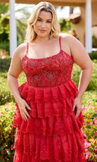 Primavera Couture 14110 - Tiered Floral Lace Evening Dress