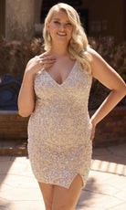 Primavera Couture 14117 - Crystal Embellished Side Slit Cocktail Dress
