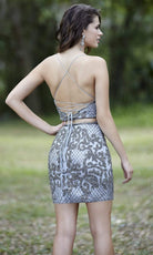 Primavera Couture - 3321 Beaded Two Piece Halter V-neck Sheath Dress - view 7