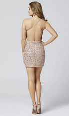 Primavera Couture - 3352 V-Neck Open Back Sequin Fitted Cocktail Dress - view 14